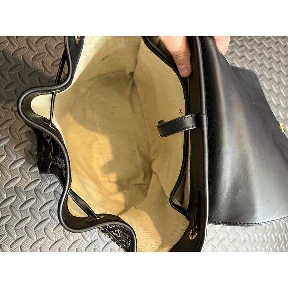 Tory Burch Gemini Link Canvas Leather Backpack Black & White Womens Travel - Picture 9 of 16